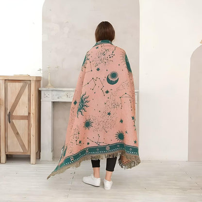 Blanket Reversible Celestial Microfiber Blend Tassel