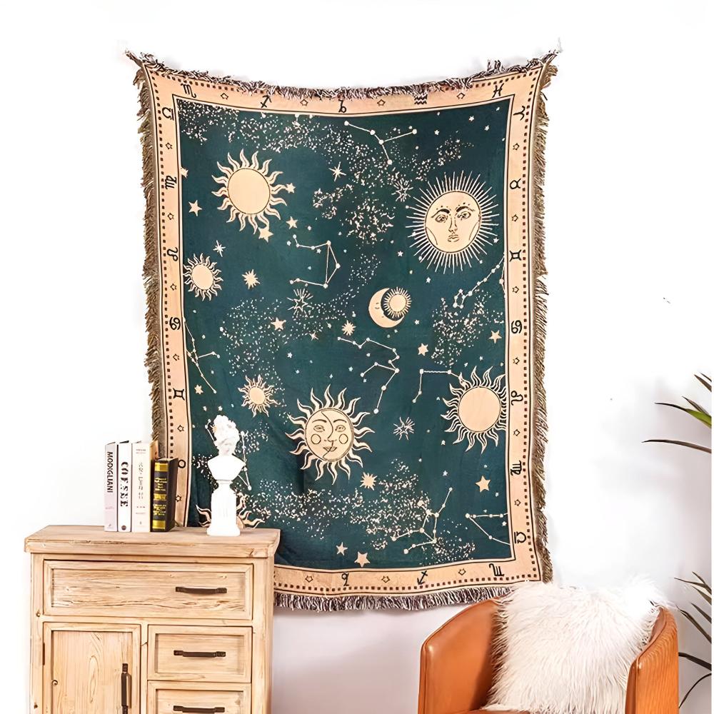 Blanket Reversible Celestial Microfiber Blend Tassel