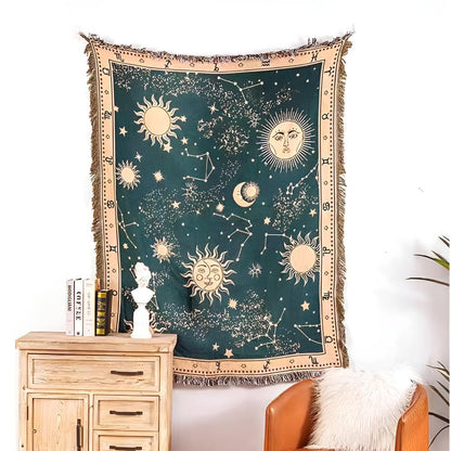 Blanket Reversible Celestial Microfiber Blend Tassel