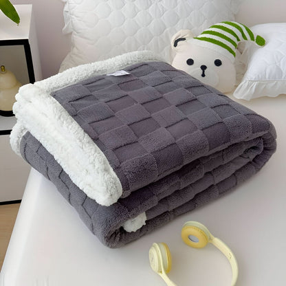 Blanket Reversible Checkered Lightweight Fleece Machine Washable