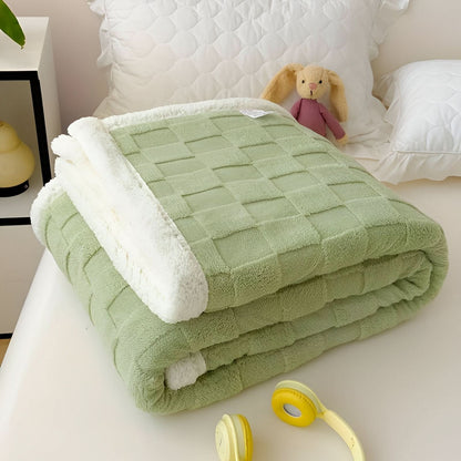 Blanket Reversible Checkered Lightweight Fleece Machine Washable