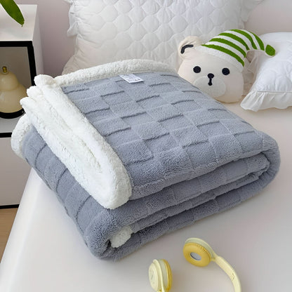 Blanket Reversible Checkered Lightweight Fleece Machine Washable