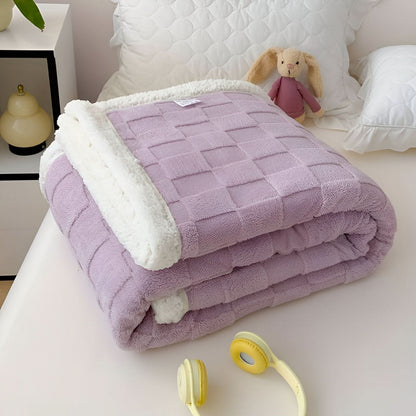 Blanket Reversible Checkered Lightweight Fleece Machine Washable