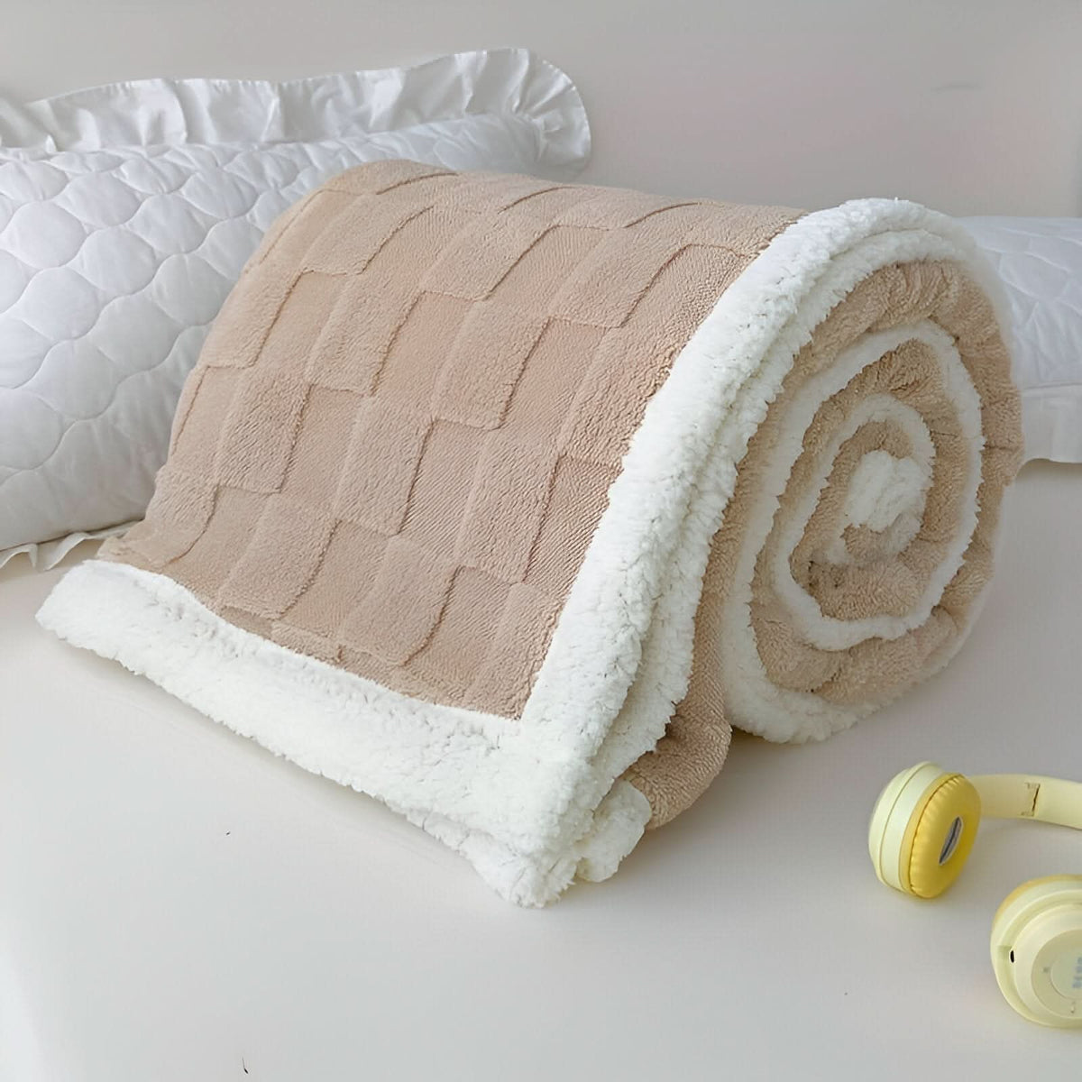 Blanket Reversible Checkered Lightweight Fleece Machine Washable