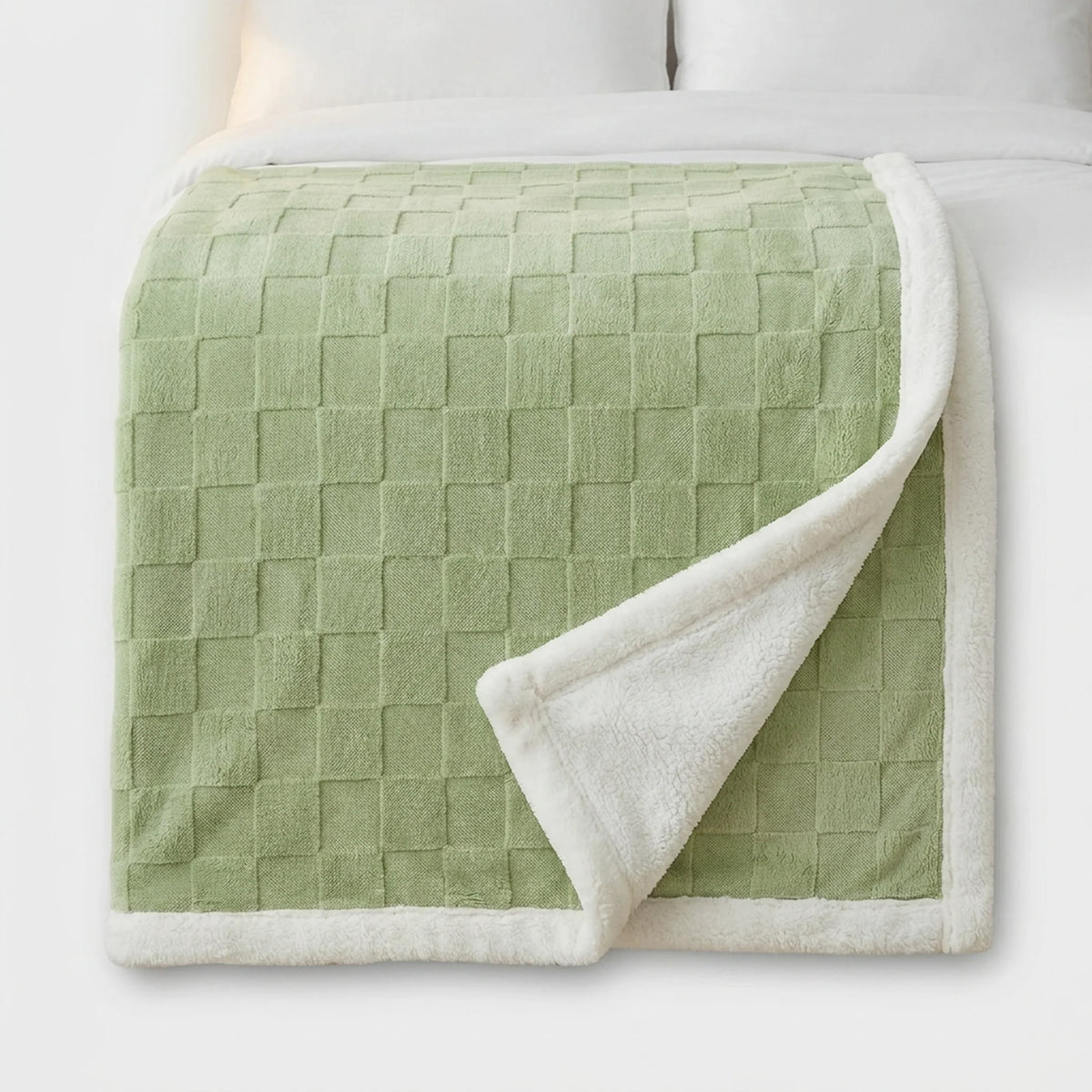 Blanket Reversible Checkered Lightweight Fleece Machine Washable