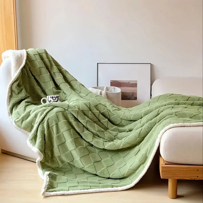 Blanket Reversible Checkered Lightweight Fleece Machine Washable