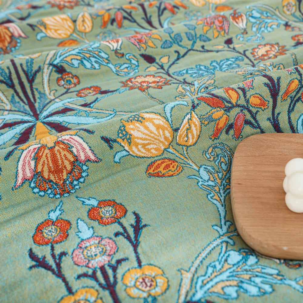 Blanket Reversible Cotton Jacquard Floral Tassels