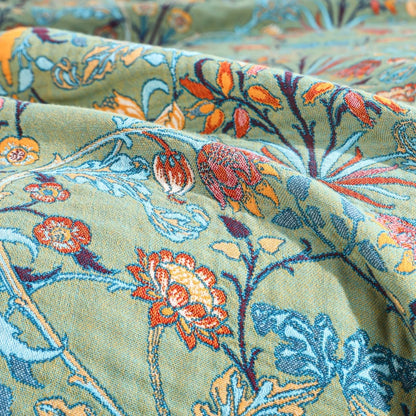 Blanket Reversible Cotton Jacquard Floral Tassels