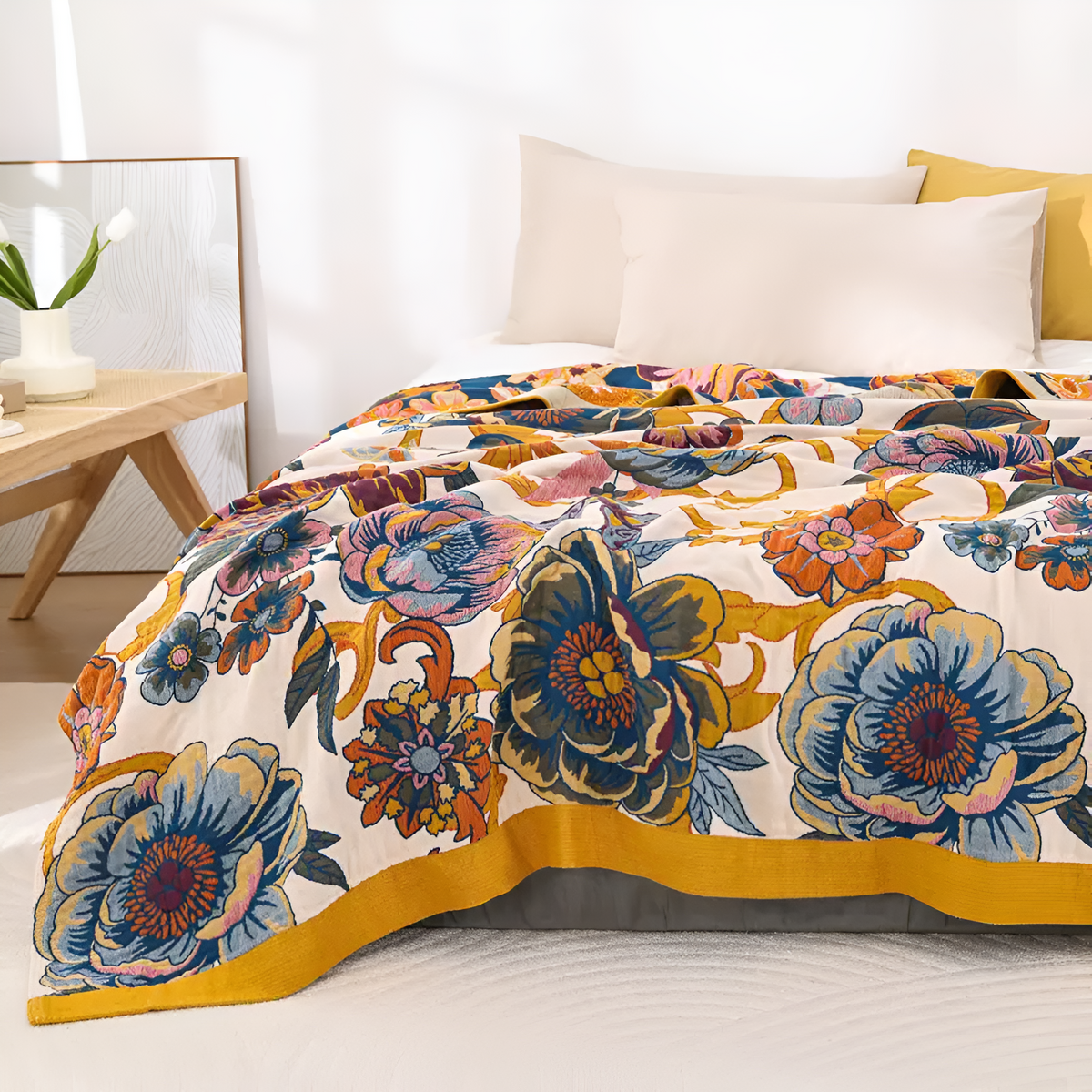 Blanket Reversible Floral 100% Cotton