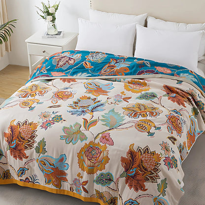 Blanket Reversible Floral 100% Cotton Machine Washable