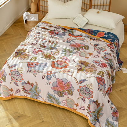 Blanket Reversible Floral 100% Cotton Machine Washable