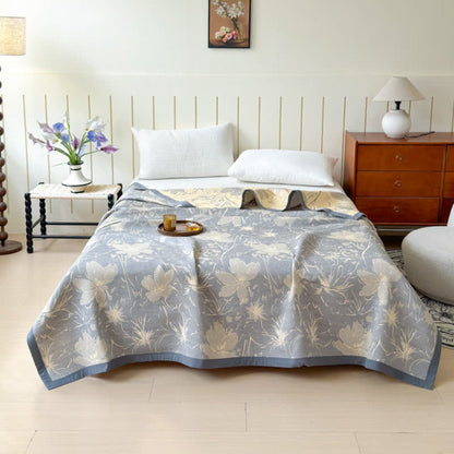 Blanket Reversible Floral Triple-Layer Cotton Gauze