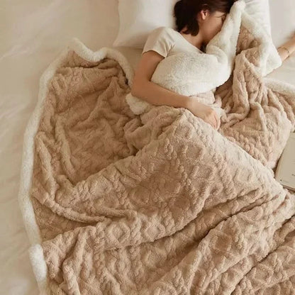 Blanket Reversible Microfiber Flannel & Lambswool Water-Repellent
