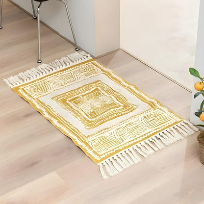 Bohemian Rug Lightweight Microfiber-Cotton Fringe