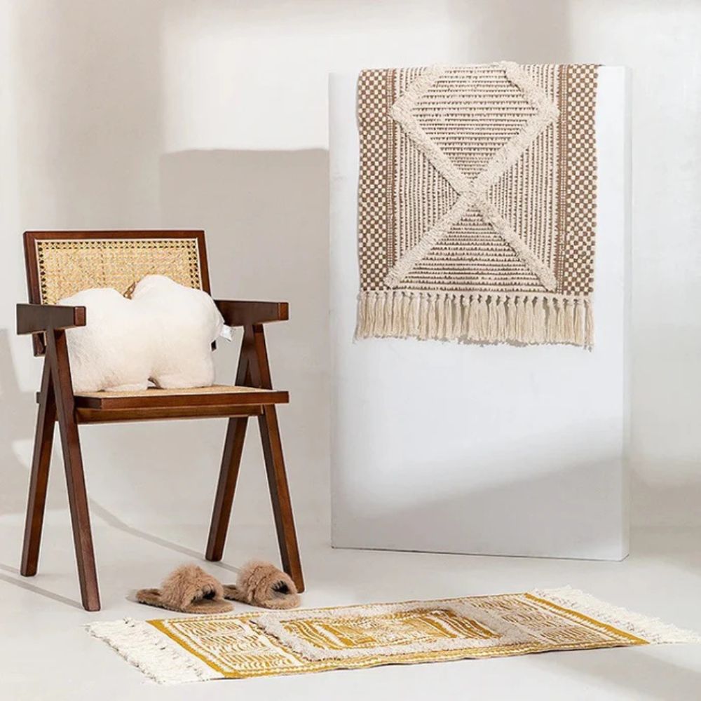Bohemian Rug Lightweight Microfiber-Cotton Fringe