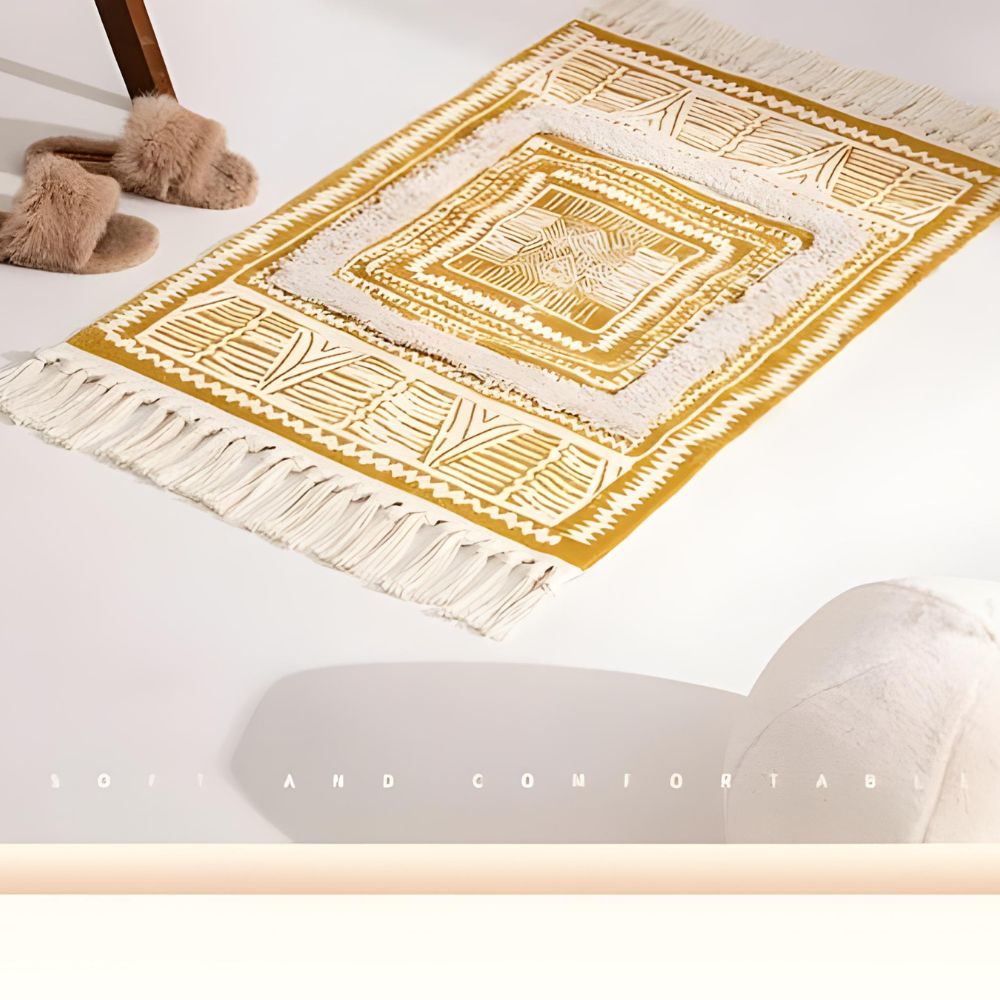 Bohemian Rug Lightweight Microfiber-Cotton Fringe