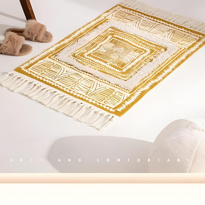 Bohemian Rug Lightweight Microfiber-Cotton Fringe