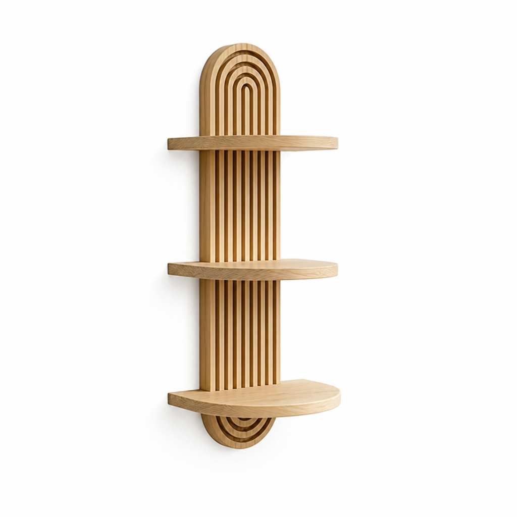 Boho Solid Wood Wall Shelf (3-Tier)