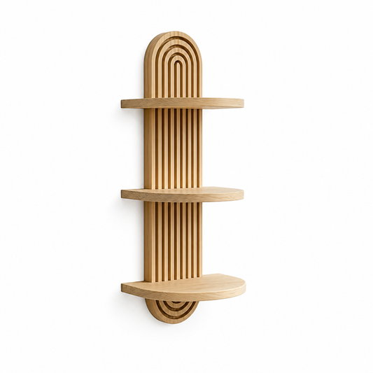 Boho Solid Wood Wall Shelf (3-Tier)