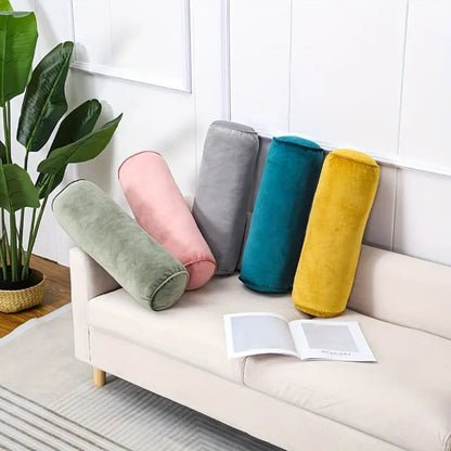 Bolster Cushion Plush Velvet Neck & Lumbar Support