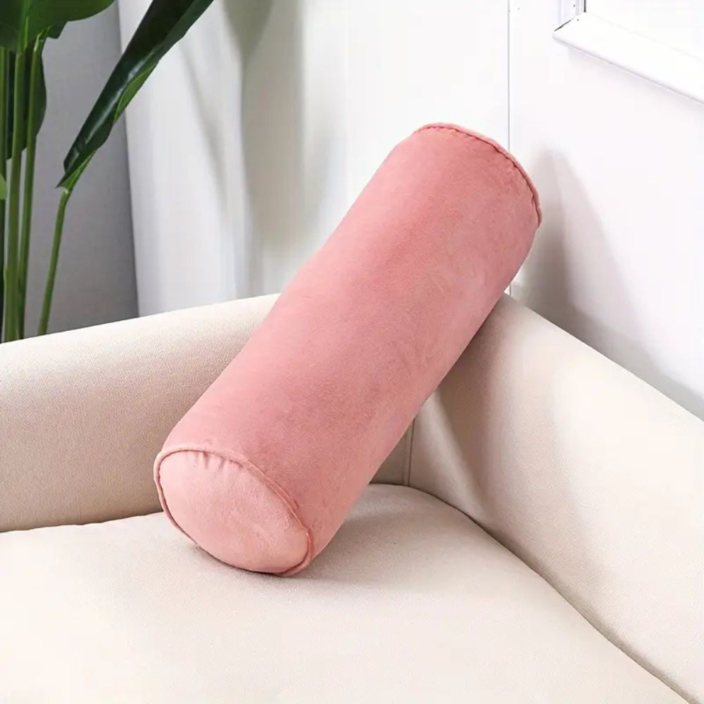 Bolster Cushion Plush Velvet Neck & Lumbar Support