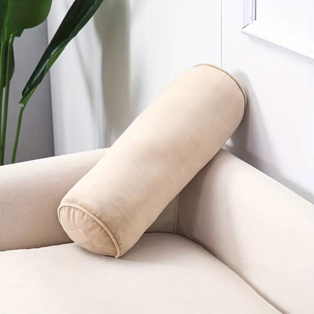 Bolster Cushion Plush Velvet Neck & Lumbar Support