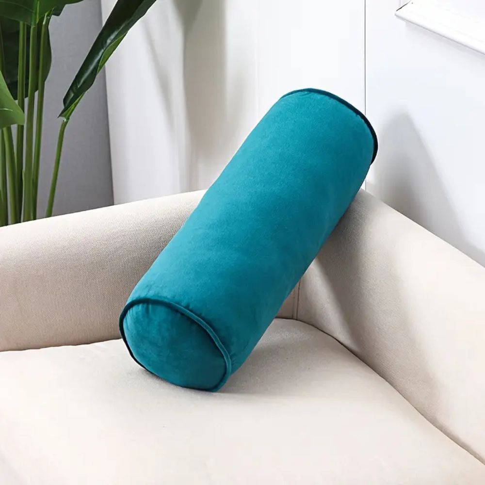 Bolster Cushion Plush Velvet Neck & Lumbar Support