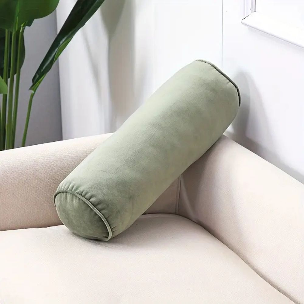 Bolster Cushion Plush Velvet Neck & Lumbar Support