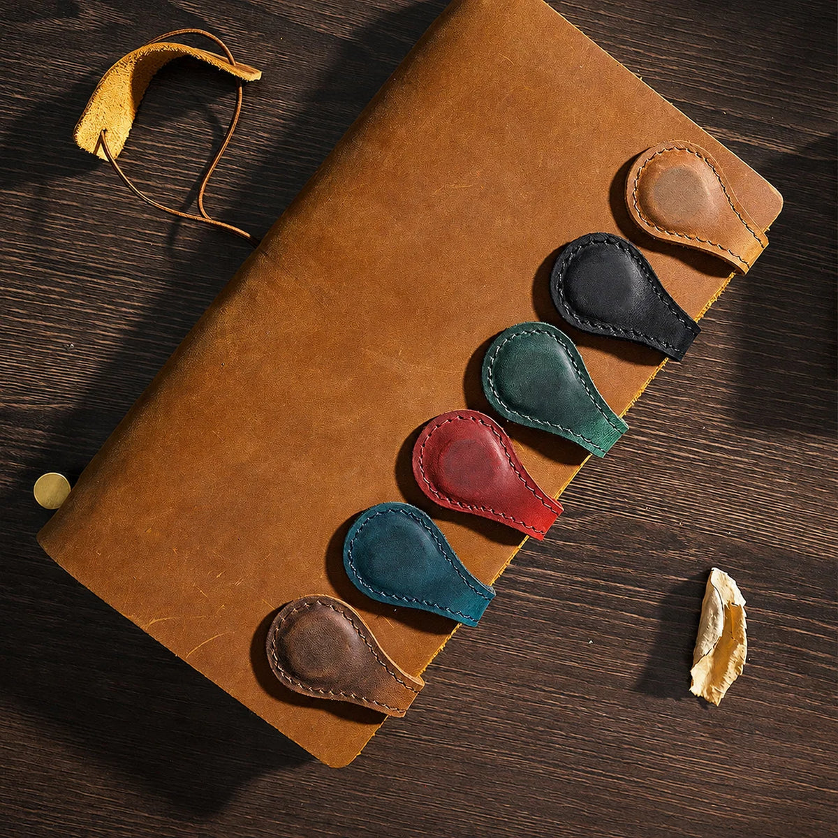 Bookmark Clips Genuine Leather Magnetic Set of 2