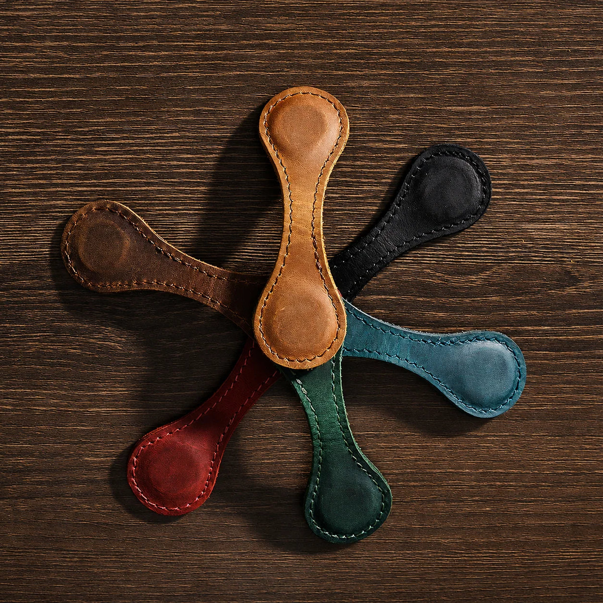 Bookmark Clips Genuine Leather Magnetic Set of 2