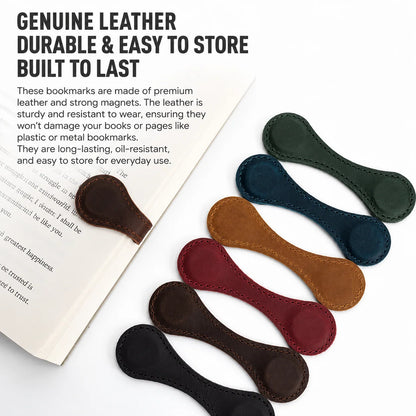 Bookmark Clips Genuine Leather Magnetic Set of 2