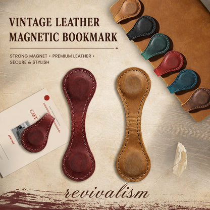 Bookmark Clips Genuine Leather Magnetic Set of 2