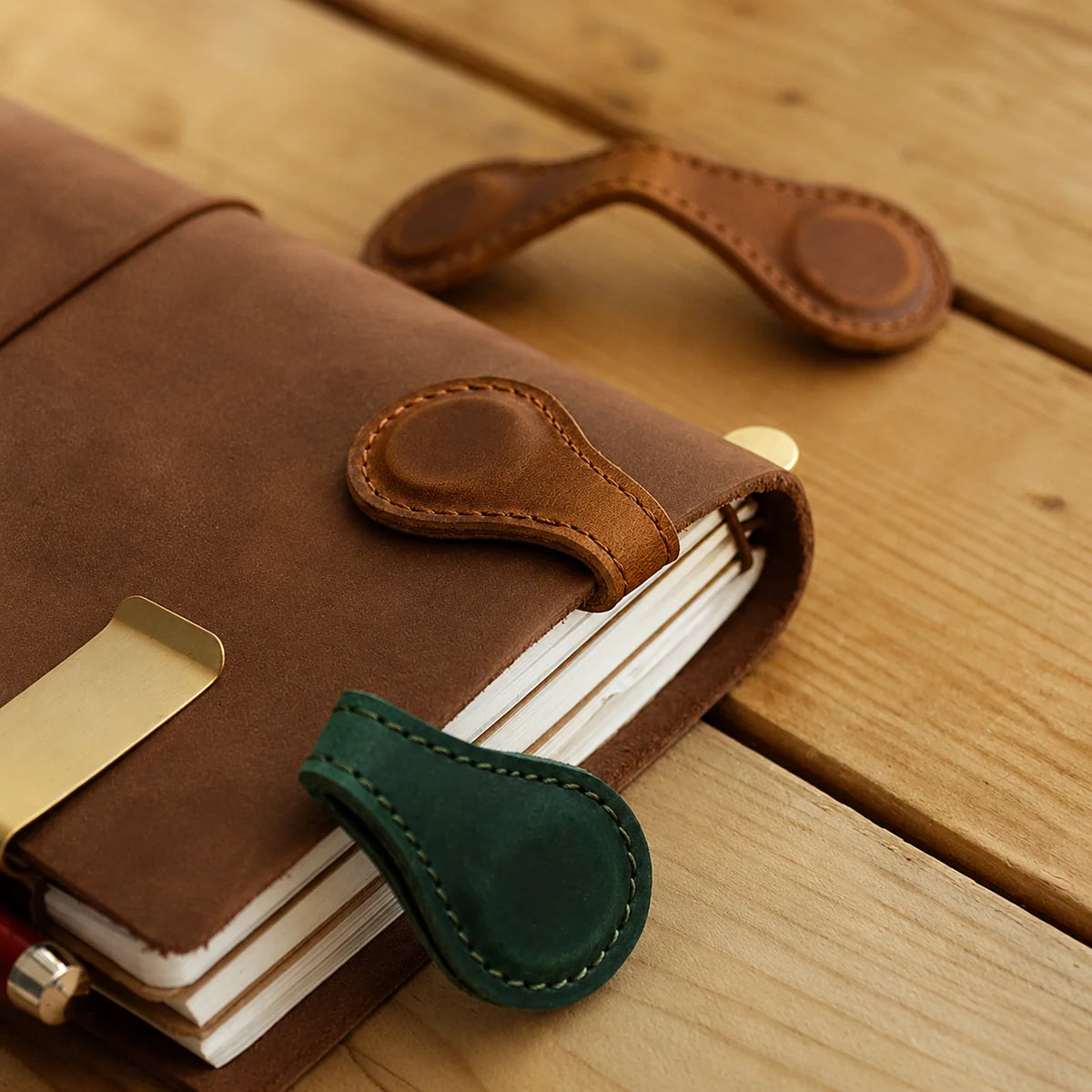 Bookmark Clips Genuine Leather Magnetic Set of 2