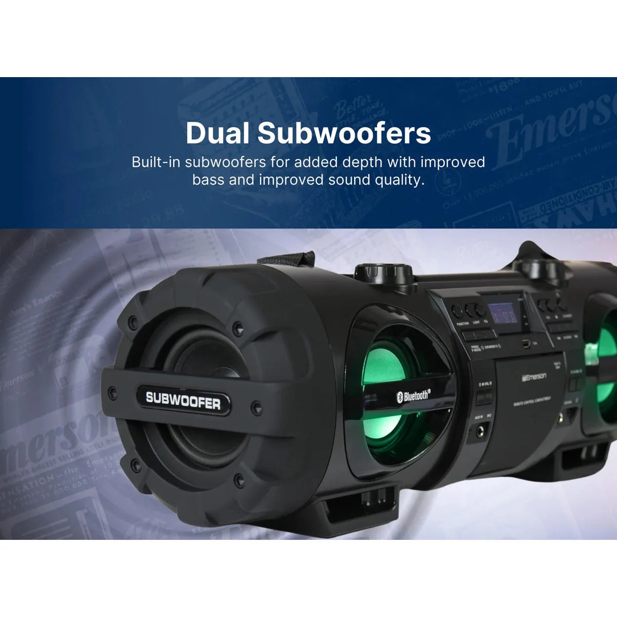 Boombox Bluetooth 60W Dual Subwoofers
