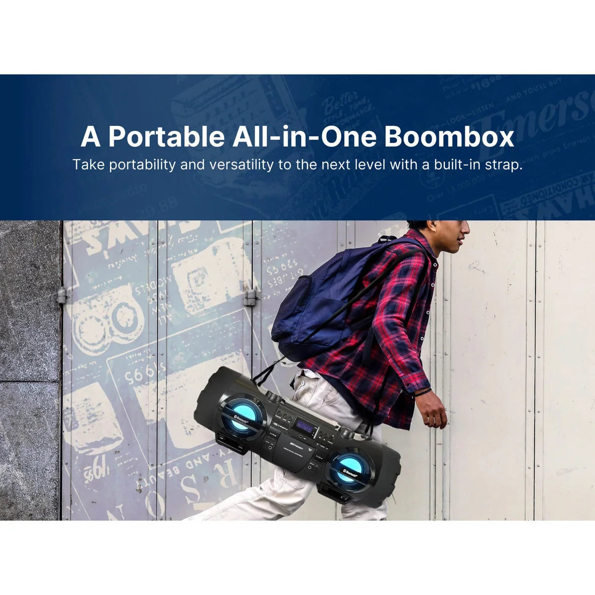 Boombox Bluetooth 60W Dual Subwoofers