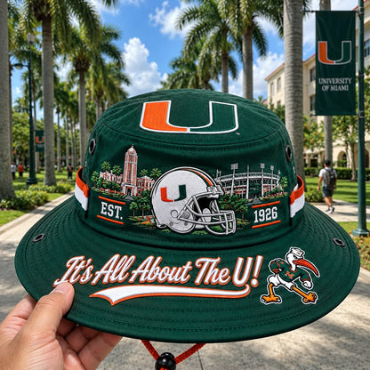 Boonie Hat Football Graphic Wide Brim Adjustable Chin Cord