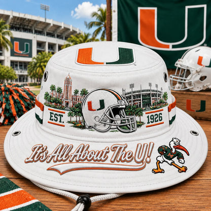 Boonie Hat Football Graphic Wide Brim Adjustable Chin Cord