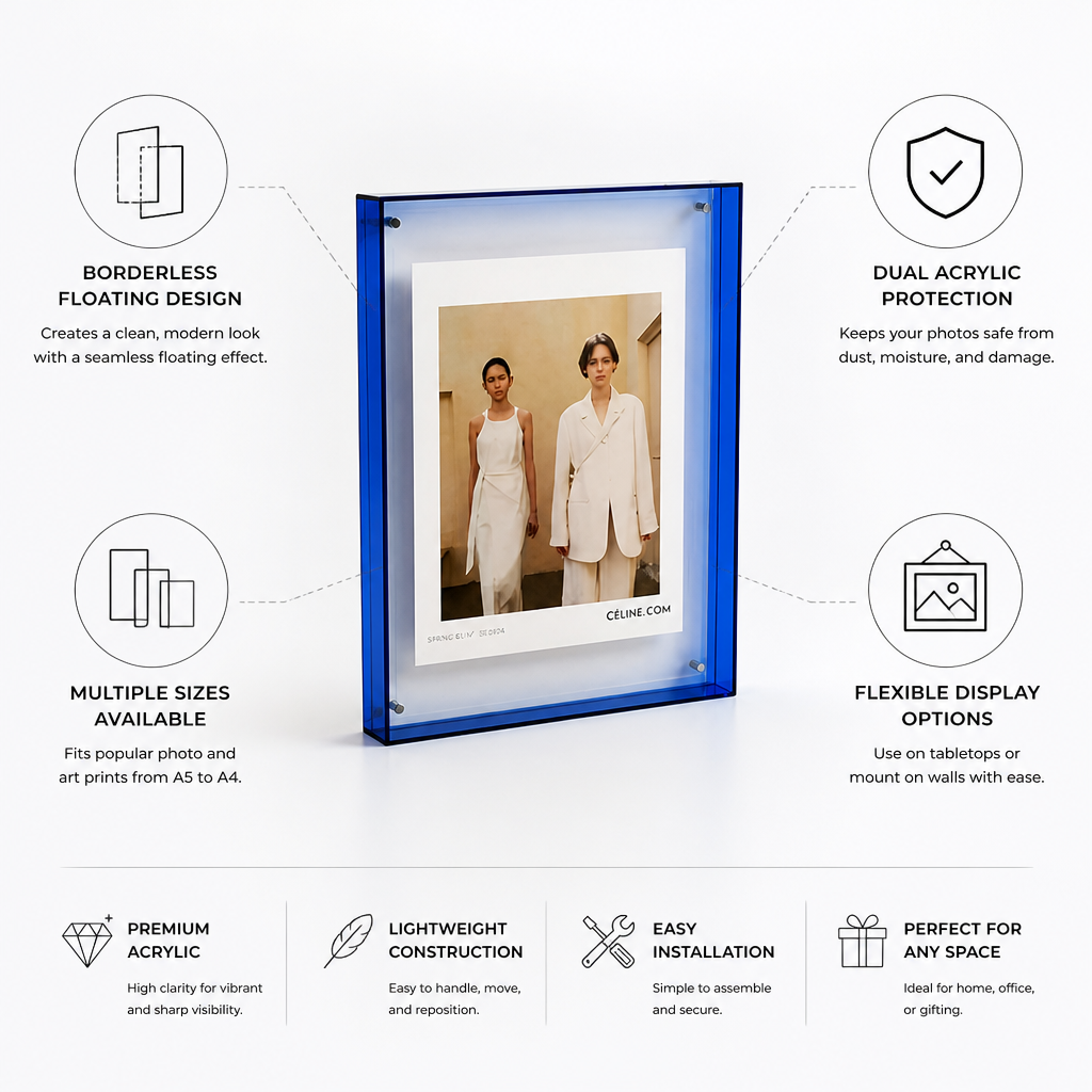 Borderless Floating Clear Acrylic Photo Frame