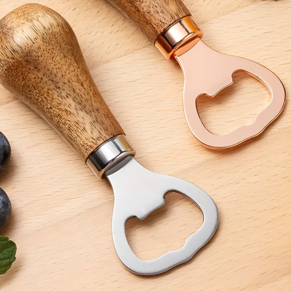 Bottle Opener Acacia Wood Stainless Steel Compact & Portable