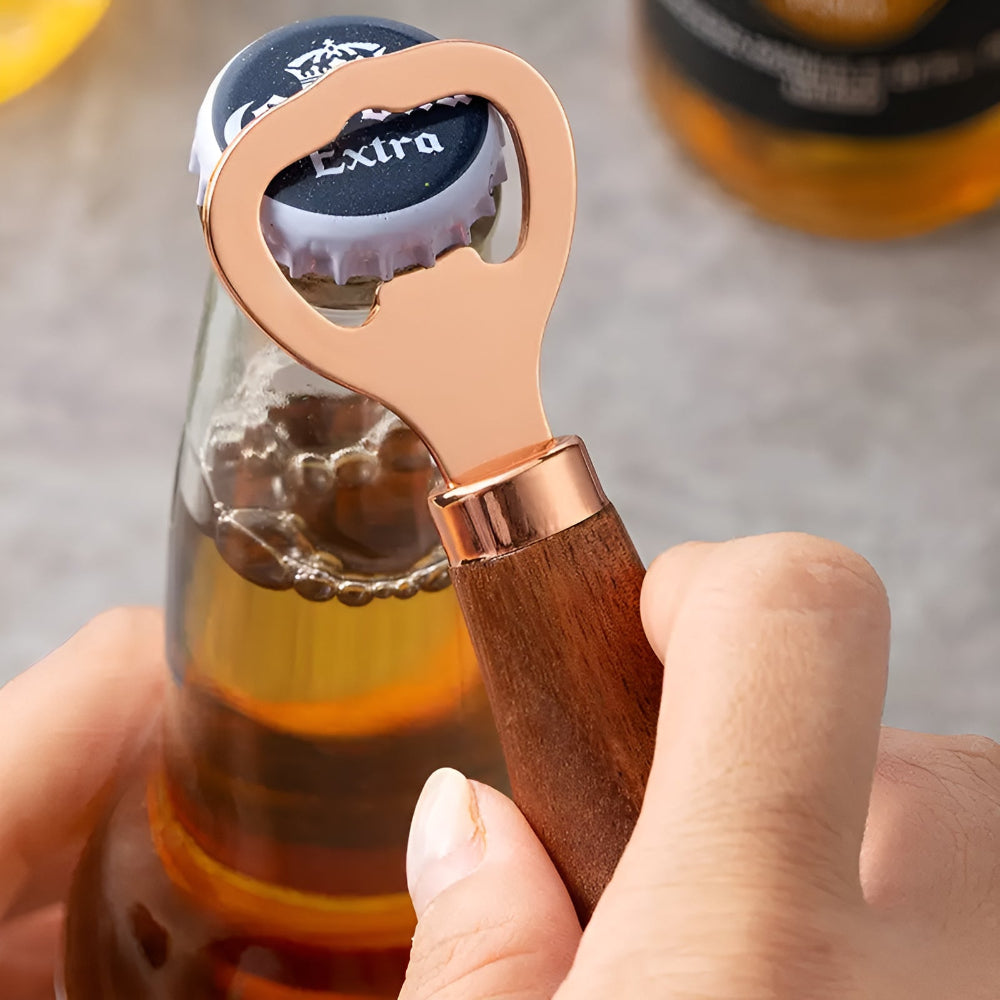 Bottle Opener Acacia Wood Stainless Steel Compact & Portable