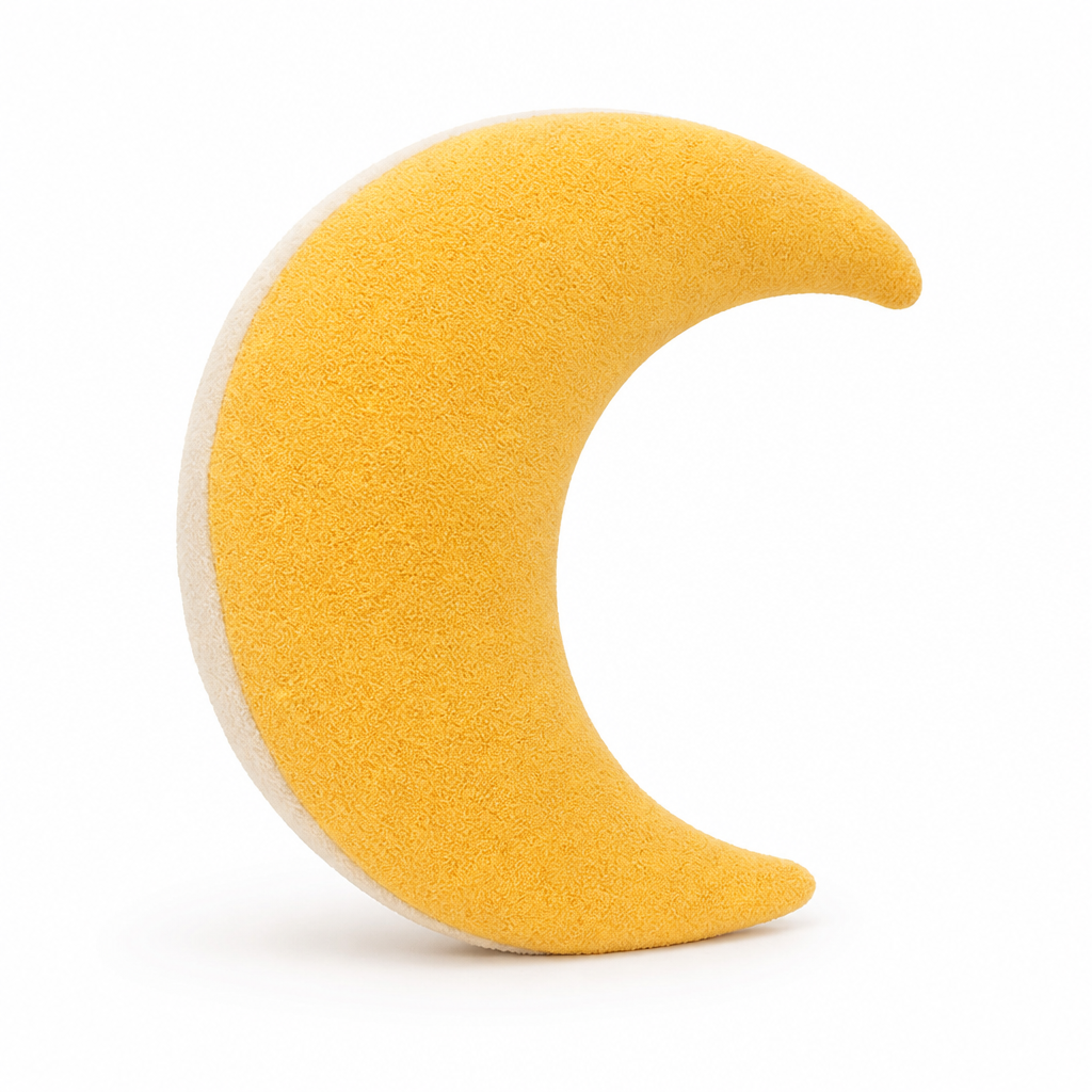 Boucle Polyester-Cover Moon Cushion (Polycotton Fill)