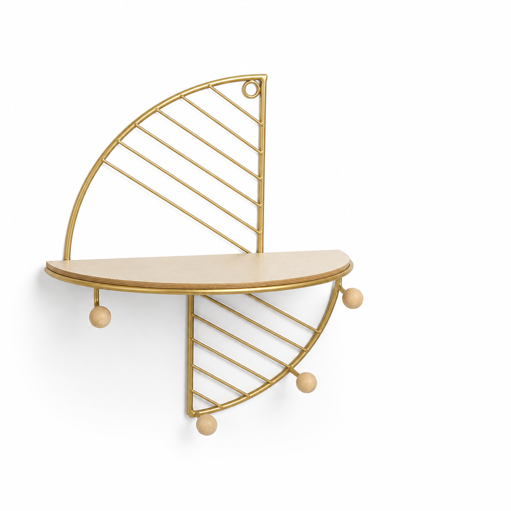 Bow-Shaped Open-Frame Metal Wall Shelf (30 x 10 cm)