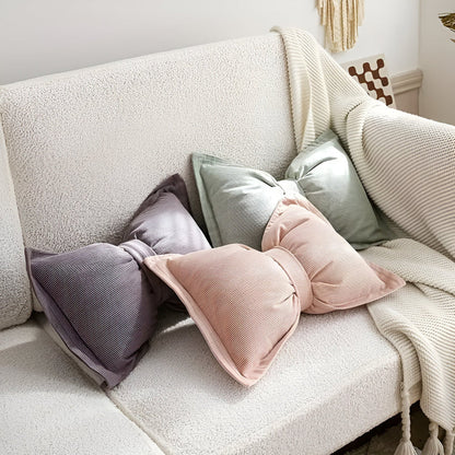 Bowknot Cushion Corduroy Removable Cover & Hidden Zip