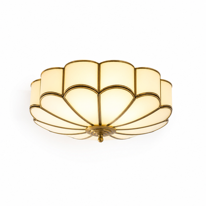 Brass Floral Glass Semi-Flush Ceiling Light (3/4/6-Light)