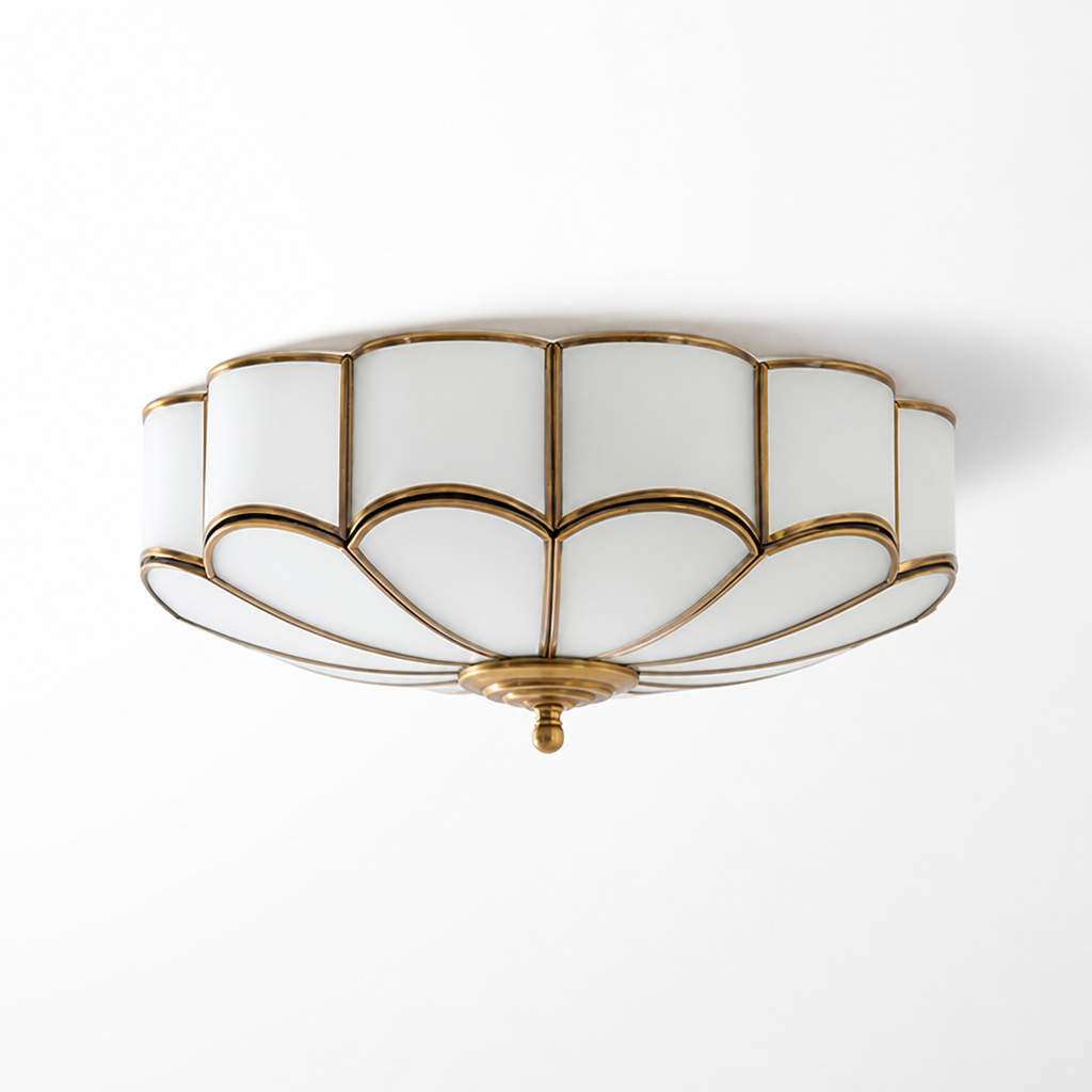 Brass Floral Glass Semi-Flush Ceiling Light (3/4/6-Light)