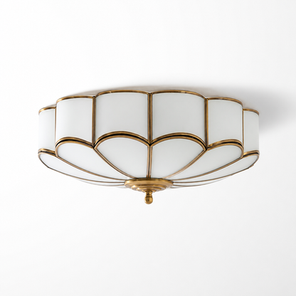 Brass Floral Glass Semi-Flush Ceiling Light (3/4/6-Light)
