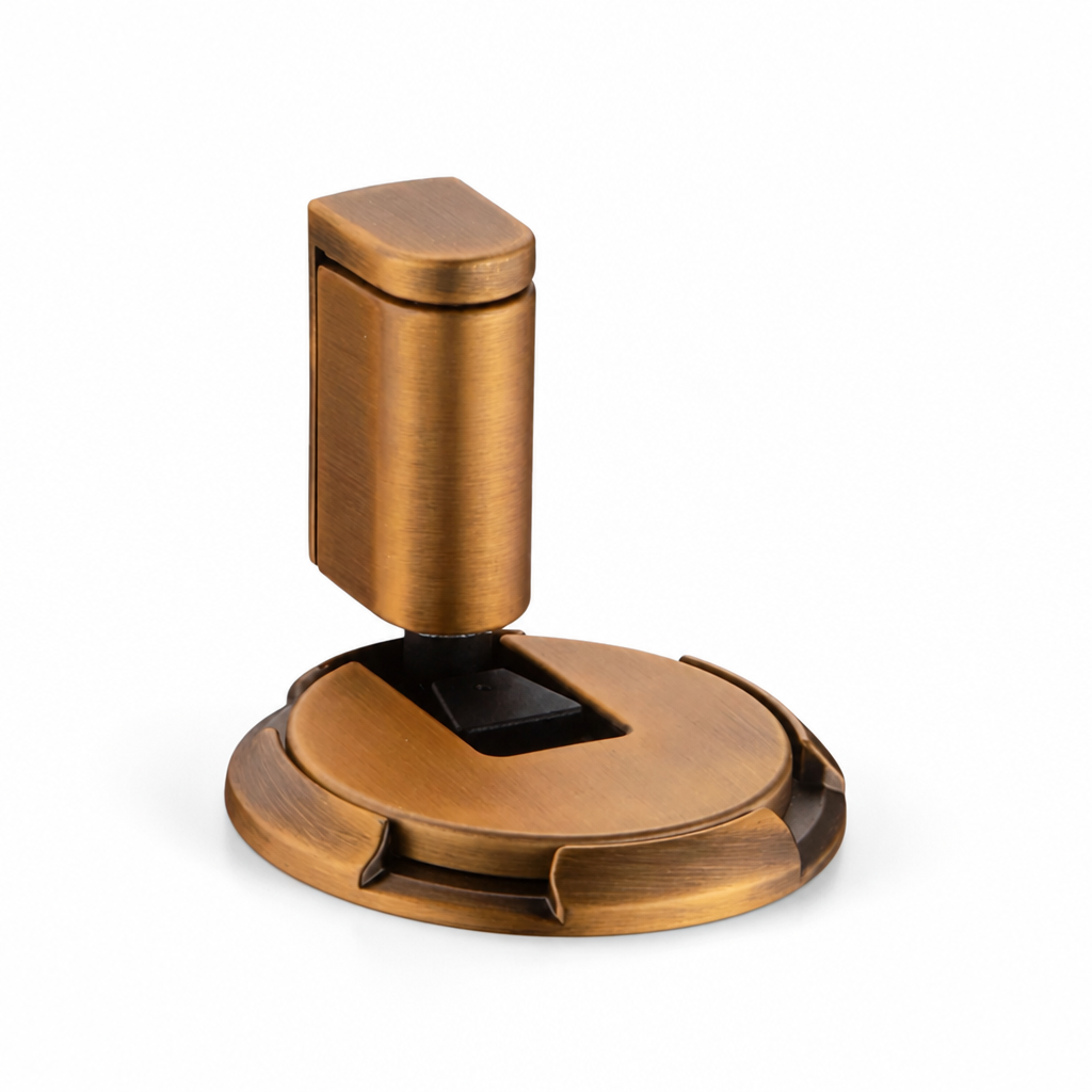 Brass Glue-Or-Screw Floor Doorstop