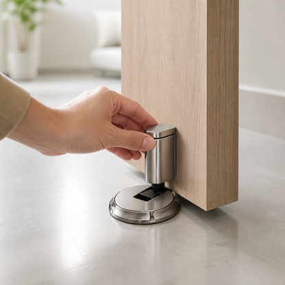 Brass Glue-Or-Screw Floor Doorstop