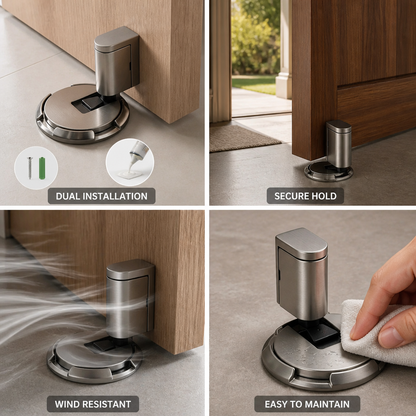 Brass Glue-Or-Screw Floor Doorstop