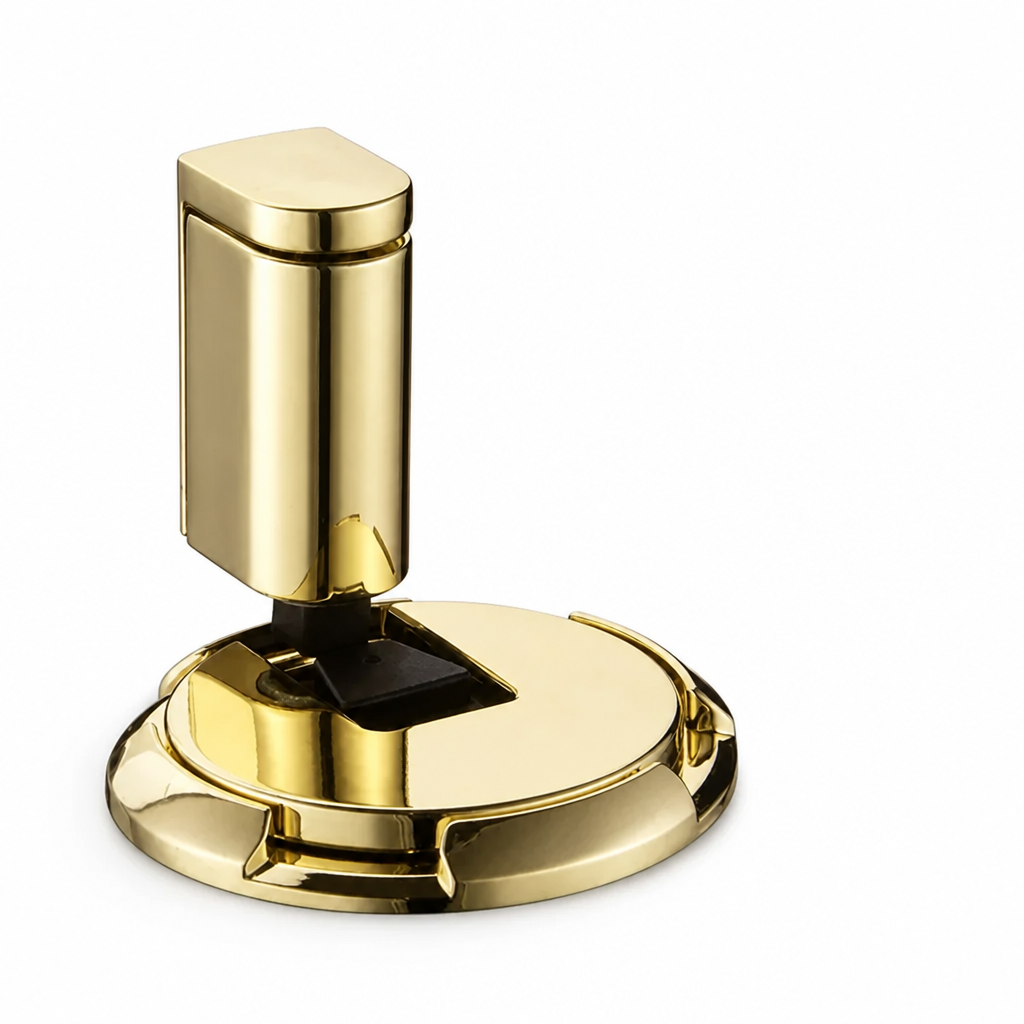 Brass Glue-Or-Screw Floor Doorstop